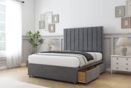 "Sloomy Kansas Coniston Divan Set No Drawers-26"" Headboard in Dark Grey - Size: Single" - thumbnail 1