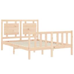 Berkfield Home Bed Frame with Headboard 120x200 cm Solid Wood in Natural - thumbnail 5