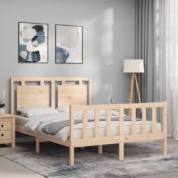 Berkfield Home Bed Frame with Headboard 120x200 cm Solid Wood in Natural - thumbnail 3