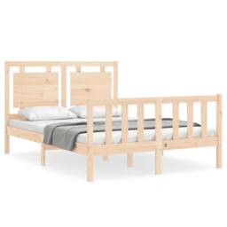 Berkfield Home Bed Frame with Headboard 120x200 cm Solid Wood in Natural - thumbnail 1