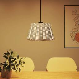 Berkfield Home Charming Ceiling Lamp Shade White √ò50x30 cm Wicker - Size: 50x30 cm