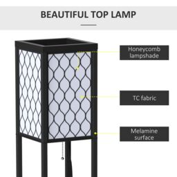 HOMCOM Modern Floor Lamp Light with 3 Shelves Fabric Lampshade Black - thumbnail 4