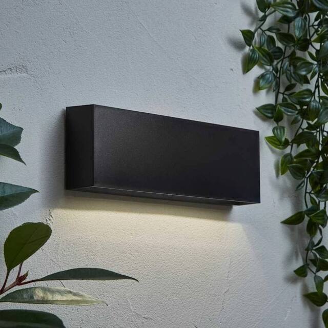 SPETLEK Garden Wall Light Fitting Black Slim Line Outdoor Integrated LED Down - image 1