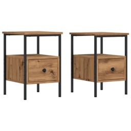 Berkfield Home Bedside Cabinets 2 pcs Artisan Oak 34x36x50 cm Engineered Wood in Brown - Size: 34 x 36 x 50 cm - thumbnail 2