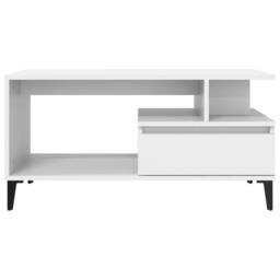 Berkfield Home Elegant Coffee Table White 90x49x45 cm Engineered Wood - Size: 90 x 49 x 45 cm - thumbnail 5