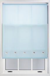 Furnished Daylight Roller Blind with Chrome Square Eyelets - Trimmable Window Shade in Duck Egg Blue - Size: 225 cm width x 210 cm drop