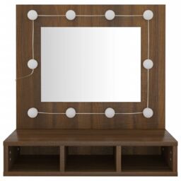 Berkfield Home Mirror Cabinet with LED Brown Oak 60x31.5x62 cm - thumbnail 5