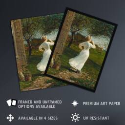 "Artery8 Blowing the Dinner Horn Winslow Homer Wall Art Poster Print in Orange - Size: W24"" x H32""" - thumbnail 2