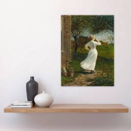 "Artery8 Blowing the Dinner Horn Winslow Homer Wall Art Poster Print in Orange - Size: W24"" x H32""" - thumbnail 4