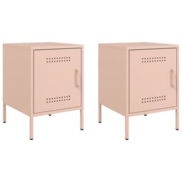 Berkfield Home Bedside Cabinets 2 pcs Pink 36x39x50.5 cm Steel - thumbnail 2