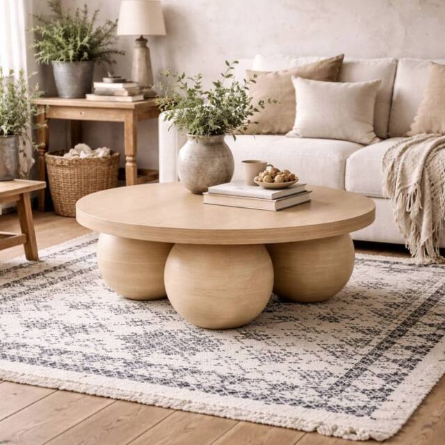 Wyld Haus Templemore Cream Round Concrete Coffee Table - image 1