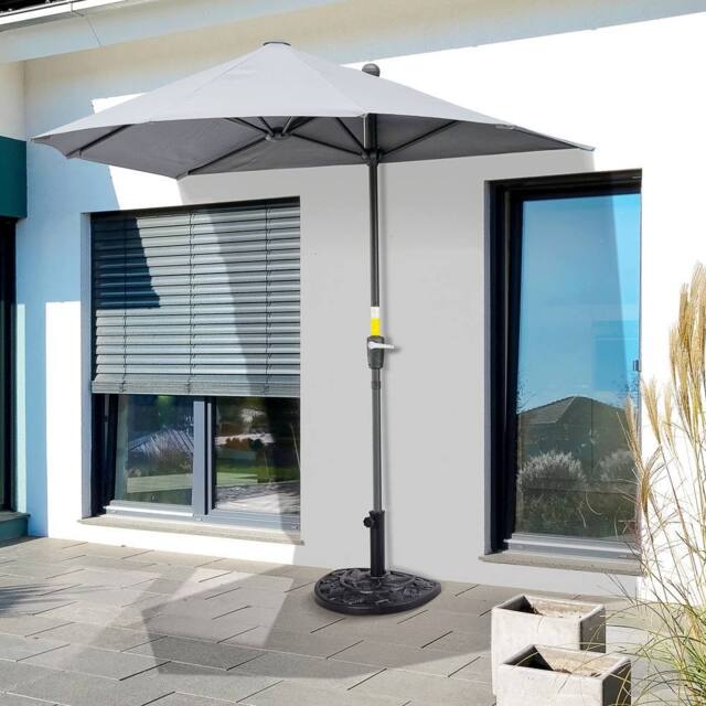 OUTSUNNY 9kg Half Round Parasol Umbrella Base Resin Outdoor Garden Furniture in Black - image 1