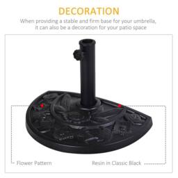 OUTSUNNY 9kg Half Round Parasol Umbrella Base Resin Outdoor Garden Furniture in Black - thumbnail 4