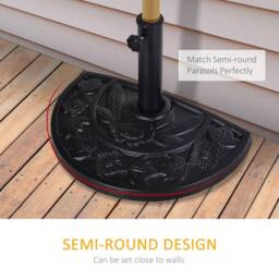 OUTSUNNY 9kg Half Round Parasol Umbrella Base Resin Outdoor Garden Furniture in Black - thumbnail 6