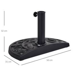 OUTSUNNY 9kg Half Round Parasol Umbrella Base Resin Outdoor Garden Furniture in Black - thumbnail 3
