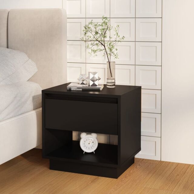 Berkfield Home Bedside Cabinet Black 45x34x44 cm Engineered Wood - Size: 45 x 34 x 44 cm - image 1