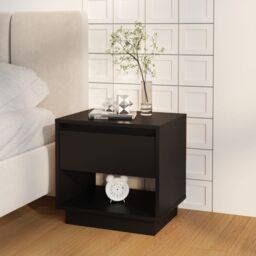 Berkfield Home Bedside Cabinet Black 45x34x44 cm Engineered Wood - Size: 45 x 34 x 44 cm - thumbnail 1