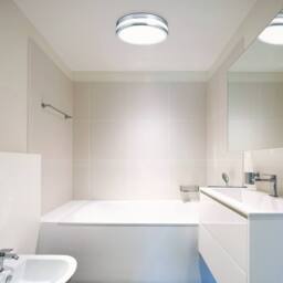 Eglo LED PALERMO Bathroom Light, Warm White 3000K IP44 Chrome & Satin Glass in Silver