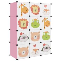 Berkfield Home Practical Cube Storage Cabinet for Kids with 12 Cubes Pink PP - thumbnail 3