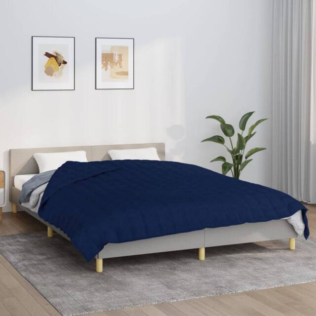 Berkfield Home Weighted Blanket Blue 200x225 cm 13 kg Fabric in Navy - image 1