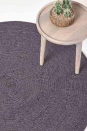 Homescapes Melange Braided Round Rug in Grey - Size: 150 cm diameter