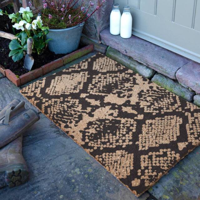 Artsy Mats Snake Print Coir Doormat (90 x 60cm) in Black - Size: 60 cm x 90 cm - image 1