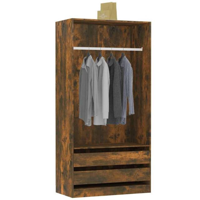 Berkfield Home Wardrobe Smoked Oak 100x50x200 cm Engineered Wood in Brown - Size: 100 x 50 x 200 cm - image 1