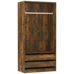 Berkfield Home Wardrobe Smoked Oak 100x50x200 cm Engineered Wood in Brown - Size: 100 x 50 x 200 cm - thumbnail 3
