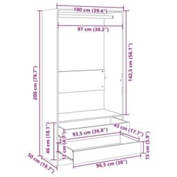 Berkfield Home Wardrobe Smoked Oak 100x50x200 cm Engineered Wood in Brown - Size: 100 x 50 x 200 cm - thumbnail 7