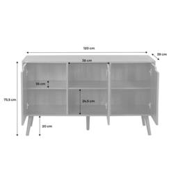 sweeek 120cm walnut-effect sideboard with 3 doors & 3 shelves in Dark Brown - thumbnail 6