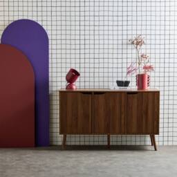 sweeek 120cm walnut-effect sideboard with 3 doors & 3 shelves in Dark Brown - thumbnail 3
