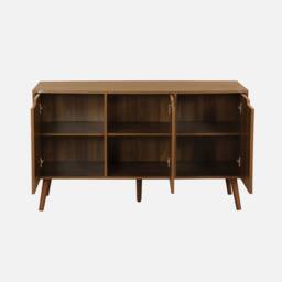 sweeek 120cm walnut-effect sideboard with 3 doors & 3 shelves in Dark Brown - thumbnail 2