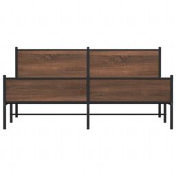 Berkfield Home Metal Bed Frame without Mattress Brown Oak 160x200 cm - thumbnail 5