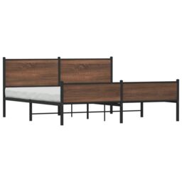Berkfield Home Metal Bed Frame without Mattress Brown Oak 160x200 cm - thumbnail 4