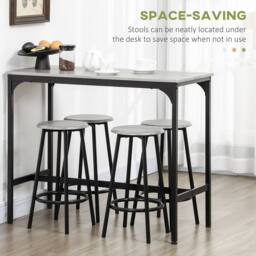 STILVORA Bar Table Set with 4 Stools wooden structure Grey - thumbnail 7