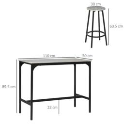 STILVORA Bar Table Set with 4 Stools wooden structure Grey - thumbnail 4