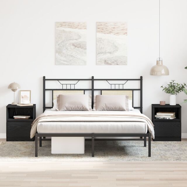Berkfield Home Nightstands 2-Pack Black Oak 40x40x50 cm Made of Engineered Wood - Size: 40 x 40 x 50 cm - image 1
