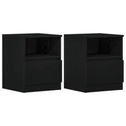 Berkfield Home Nightstands 2-Pack Black Oak 40x40x50 cm Made of Engineered Wood - Size: 40 x 40 x 50 cm - thumbnail 6