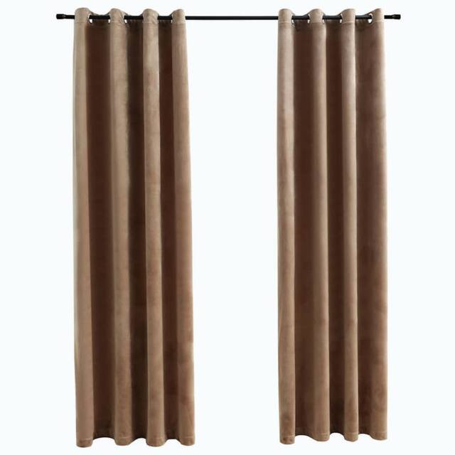 Berkfield Home Blackout Curtains with Rings 2 pcs Velvet Beige 140x225 cm - image 1
