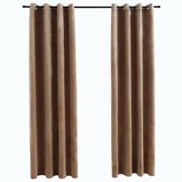 Berkfield Home Blackout Curtains with Rings 2 pcs Velvet Beige 140x225 cm