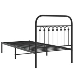 Berkfield Home Metal Bed Frame without Mattress with Headboard Black 90x200cm - Size: 90x200 cm - thumbnail 6