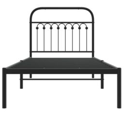 Berkfield Home Metal Bed Frame without Mattress with Headboard Black 90x200cm - Size: 90x200 cm - thumbnail 4