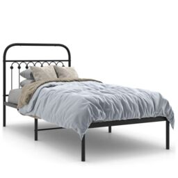 Berkfield Home Metal Bed Frame without Mattress with Headboard Black 90x200cm - Size: 90x200 cm - thumbnail 2