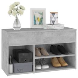 Berkfield Home Shoe Bench Concrete Grey 80x30x45 cm Engineered Wood - Size: 80 x 30 x 45 cm - thumbnail 4