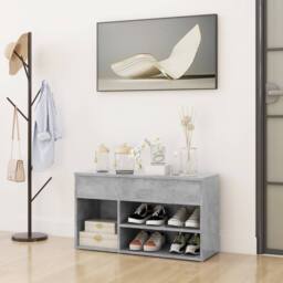 Berkfield Home Shoe Bench Concrete Grey 80x30x45 cm Engineered Wood - Size: 80 x 30 x 45 cm - thumbnail 2