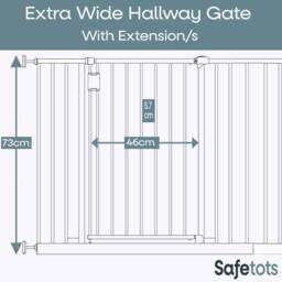 Safetots Extra Wide Hallway Baby Gate Pressure Fit Baby Gate in White - Size: 103.2 cm - 109.2 cm - thumbnail 3
