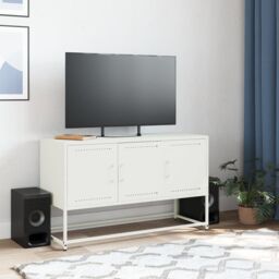 Berkfield Home TV Cabinet White 100.5x39x60.5 cm Steel - thumbnail 3
