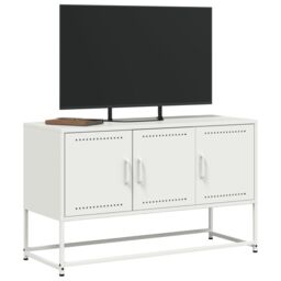 Berkfield Home TV Cabinet White 100.5x39x60.5 cm Steel - thumbnail 4