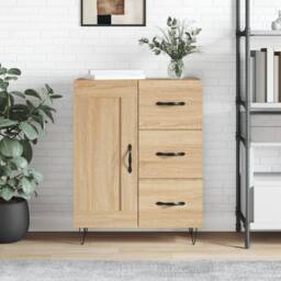 Berkfield Home Sideboard Sonoma Oak 69.5x34x90 cm Engineered Wood in Light Brown - thumbnail 2