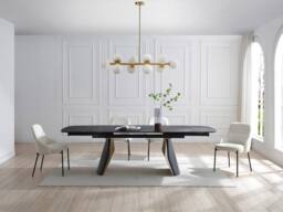 Vente-unique Metal & White Glass Chandelier - 10 Globes - L94 X D23 X H88 Cm in Gold - thumbnail 1